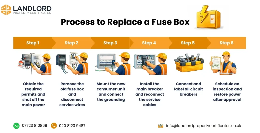 process to replace a fuse box