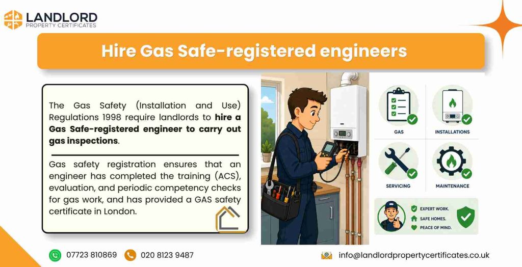 2. hire gas safe registered engineers for gas checks