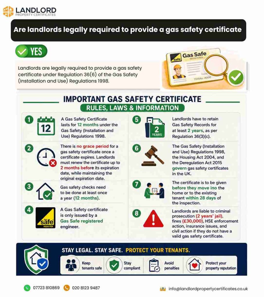 are landlords legally required to provide gas safety certificate