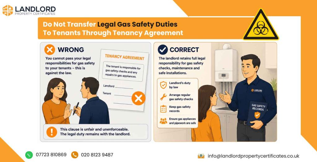 do not transfer legal gas safety duties to tenants