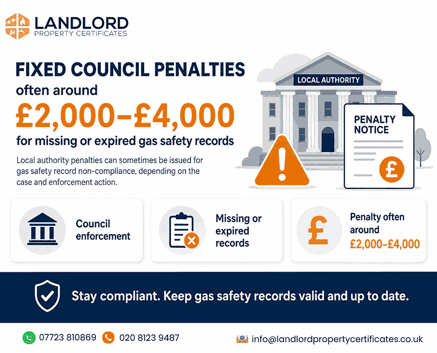 fixed council penalties expired gas safety records
