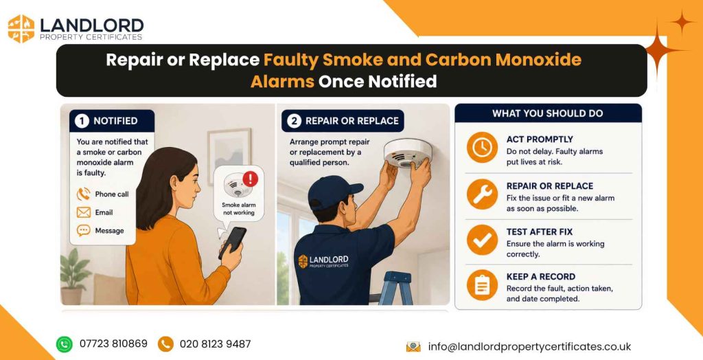 repair faulty smoke and carbon monoxide alarms once notified 17 11zon