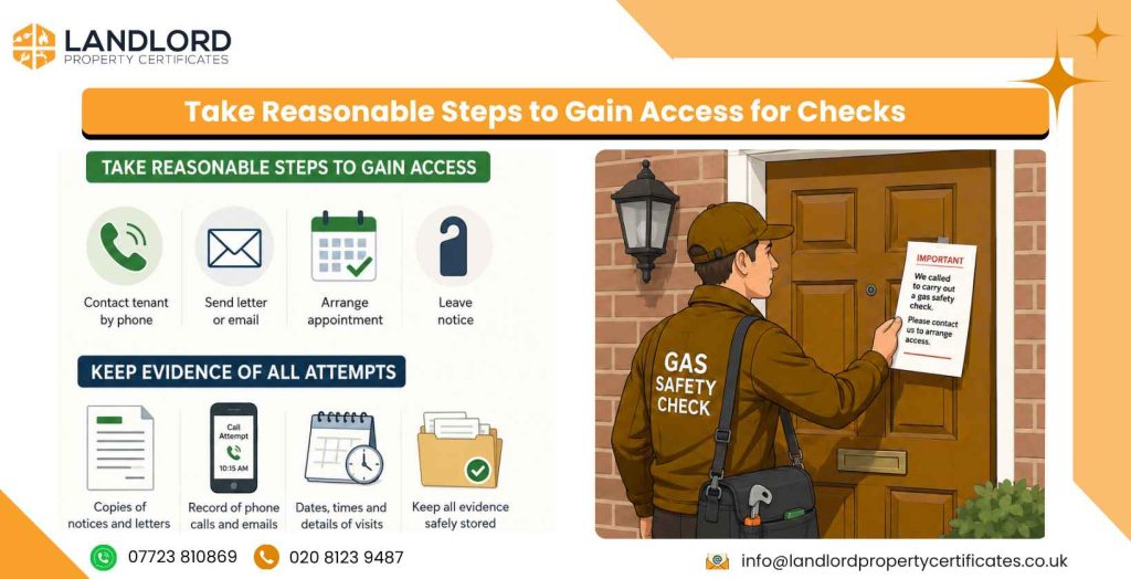 take reasonable steps to gain access for checks 22 11zon